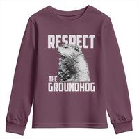 Respect The Groundhog Youth Sweatshirt Funny Woodchuck Shadow Meteorlogy