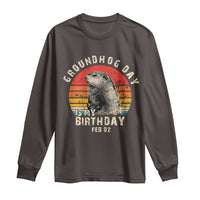 Groundhog Day Is My Birthday Long Sleeve Shirt Funny Woodchuck Retro Vintage