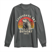 Groundhog Day Is My Birthday Long Sleeve Shirt Funny Woodchuck Retro Vintage