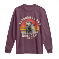 Groundhog Day Is My Birthday Long Sleeve Shirt Funny Woodchuck Retro Vintage