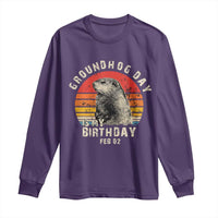 Groundhog Day Is My Birthday Long Sleeve Shirt Funny Woodchuck Retro Vintage