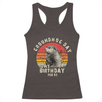 Groundhog Day Is My Birthday Racerback Tank Top Funny Woodchuck Retro Vintage