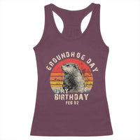 Groundhog Day Is My Birthday Racerback Tank Top Funny Woodchuck Retro Vintage