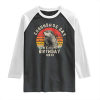 Groundhog Day Is My Birthday Raglan Shirt Funny Woodchuck Retro Vintage