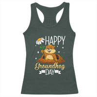 Happy Groundhog Day Racerback Tank Top Punxsutawney Phil Groundhog Lover