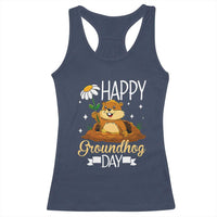 Happy Groundhog Day Racerback Tank Top Punxsutawney Phil Groundhog Lover