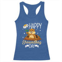 Happy Groundhog Day Racerback Tank Top Punxsutawney Phil Groundhog Lover