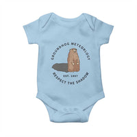 Groundhog Meteorology Baby Onesie Respect The Shadow Est 1887 Funny Woodchuck