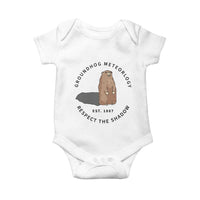 Groundhog Meteorology Baby Onesie Respect The Shadow Est 1887 Funny Woodchuck