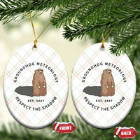 Groundhog Meteorology Ceramic Ornament Respect The Shadow Est 1887 Funny Woodchuck - Wonder Print Shop