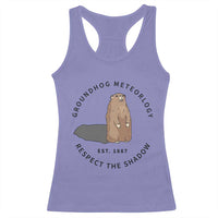 Groundhog Meteorology Racerback Tank Top Respect The Shadow Est 1887 Funny Woodchuck
