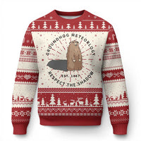 Groundhog Meteorology Knitted Sweatshirt Respect The Shadow Est 1887 Funny Woodchuck