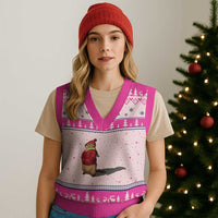 Groundhog Shadow V-Neck Knit Sweater Vest Funny Woodchuck Ground Hog Meteorlogy - Wonder Print Shop