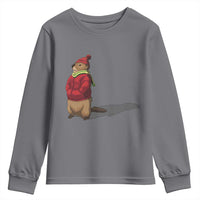 Groundhog Shadow Youth Sweatshirt Funny Woodchuck Ground Hog Meteorlogy