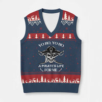 Funny Pirate V-Neck Knit Sweater Vest Pirate Life For Me Pirate Skull Buccaneer Freebooter - Wonder Print Shop