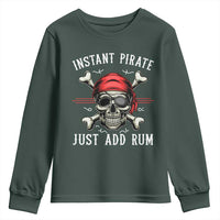 Funny Pirate Skull Youth Sweatshirt Instant Pirate Just Add Rum Funny Jolly Roger Crossbones