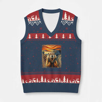 Funny Scream Groundhog V-Neck Knit Sweater Vest Woddchuck Day - Wonder Print Shop