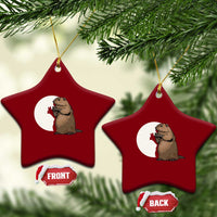 Groundhog Shadow Meteorlogy Ceramic Ornament Woodchuck Puppet Funny Gift - Wonder Print Shop