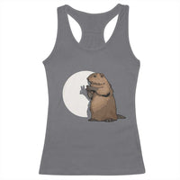 Groundhog Shadow Meteorlogy Racerback Tank Top Woodchuck Puppet Funny Gift