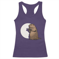 Groundhog Shadow Meteorlogy Racerback Tank Top Woodchuck Puppet Funny Gift
