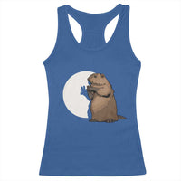 Groundhog Shadow Meteorlogy Racerback Tank Top Woodchuck Puppet Funny Gift