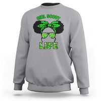 Scout Girl Cookie Dealer Sweatshirt Troop Leader Little Messy Bun TS02