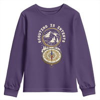 Funny Scout Camping Youth Sweatshirt Scouting Is Intents Compass Camper Hiking Outdoors Adventure - Wonder Print Shop