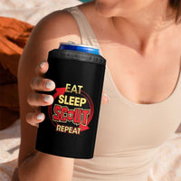 Funny Scout 4 in 1 Can Cooler Tumbler Eat Sleep Scout Repeat Scouting Lovers Camping Hiking Outdoors