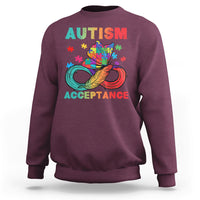 Autism Awareness Autism Acceptance Red Instead Infinity Rainbow Butterfly Autistic Support Neurodiversity Sweatshirt - Wonder Print Shop