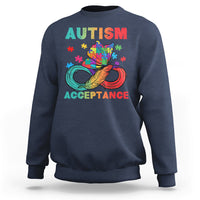 Autism Awareness Autism Acceptance Red Instead Infinity Rainbow Butterfly Autistic Support Neurodiversity Sweatshirt - Wonder Print Shop