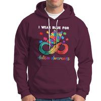 Autism Support I Wear Blue For Autism Awareness Autism Acceptance Autistic Support Neurodiversity Hoodie - Wonder Print Shop