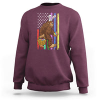 Funny Bigfoot Lover Patriotic Bigfoot In Bunny Costume Egg Hunting Halloween Costume For Kids Boys Girls Sweatshirt - Wonder Print Shop