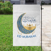 Eid Mubarak Crescent Moon Mosque Garden Flag Arabic Calligraphy Islamic Celebration Gift