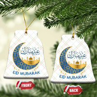 Eid Mubarak Crescent Moon Mosque Ceramic Ornament Arabic Calligraphy Islamic Celebration Gift