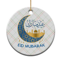 Eid Mubarak Crescent Moon Mosque Ceramic Ornament Arabic Calligraphy Islamic Celebration Gift