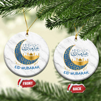 Eid Mubarak Crescent Moon Mosque Ceramic Ornament Arabic Calligraphy Islamic Celebration Gift