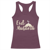 Eid Mubarak Mosque Silhouette Racerback Tank Top Islamic Holiday Celebration