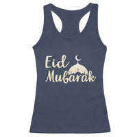 Eid Mubarak Mosque Silhouette Racerback Tank Top Islamic Holiday Celebration