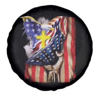 Patriotic American Eagle Spare Tire Cover US Flag Christian Cross One Nation Under God
