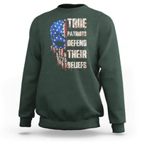 Sweatshirt True Patriots Defends Their Beliefs American Patriotic Spirit American Flag Skull - Wonder Print Shop
