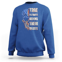 Sweatshirt True Patriots Defends Their Beliefs American Patriotic Spirit American Flag Skull - Wonder Print Shop