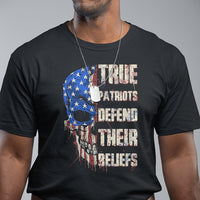 True Patriots Defends Their Beliefs American Patriotic Spirit American Flag Skull T Shirt - Wonder Print Shop
