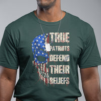 True Patriots Defends Their Beliefs American Patriotic Spirit American Flag Skull T Shirt - Wonder Print Shop