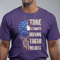 True Patriots Defends Their Beliefs American Patriotic Spirit American Flag Skull T Shirt - Wonder Print Shop