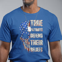 True Patriots Defends Their Beliefs American Patriotic Spirit American Flag Skull T Shirt - Wonder Print Shop