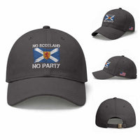 No Scotland No Party Saltire Flag Lion Rampant Crest Baseball Cap Game Day Soccer Fans Football Tournament