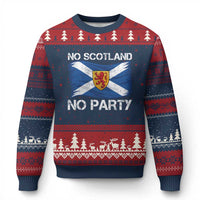 No Scotland No Party Saltire Flag Lion Rampant Crest Ugly Christmas Sweater Game Day Soccer Fans Football Tournament