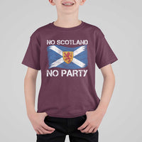No Scotland No Party Saltire Flag Lion Rampant Crest T Shirt For Kid Game Day Soccer Fans Football Tournament