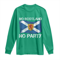 No Scotland No Party Saltire Flag Lion Rampant Crest Long Sleeve Shirt Game Day Soccer Fans Football Tournament