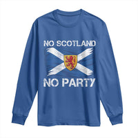 No Scotland No Party Saltire Flag Lion Rampant Crest Long Sleeve Shirt Game Day Soccer Fans Football Tournament